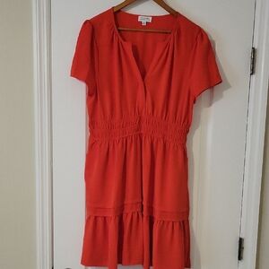 Tahari Arthur S. Levine Poppy Short Sleeve Dress XL | Smocked Waist Flowy